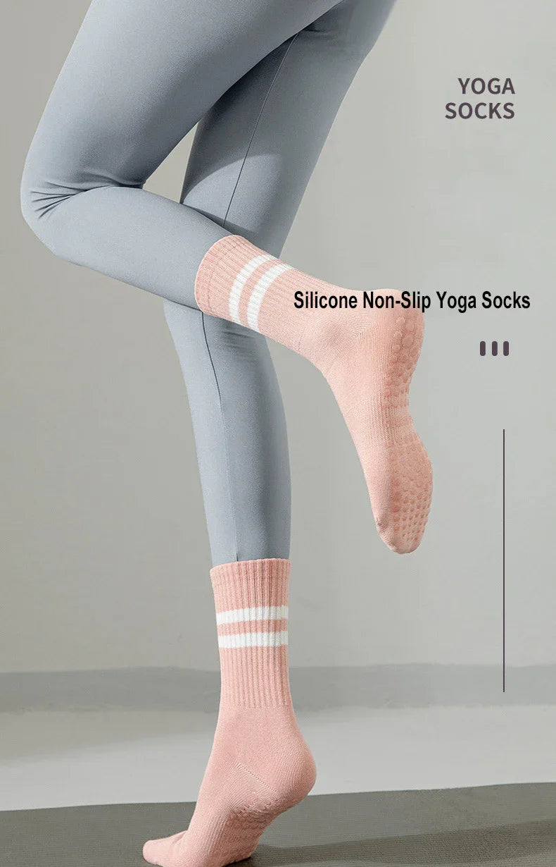 5 Pairs Pilates Socks for Women Yoga Socks Pure Cotton Non Slip Silicone Grips Indoor Sport Fitness Pilates Yoga Gym Dance Socks