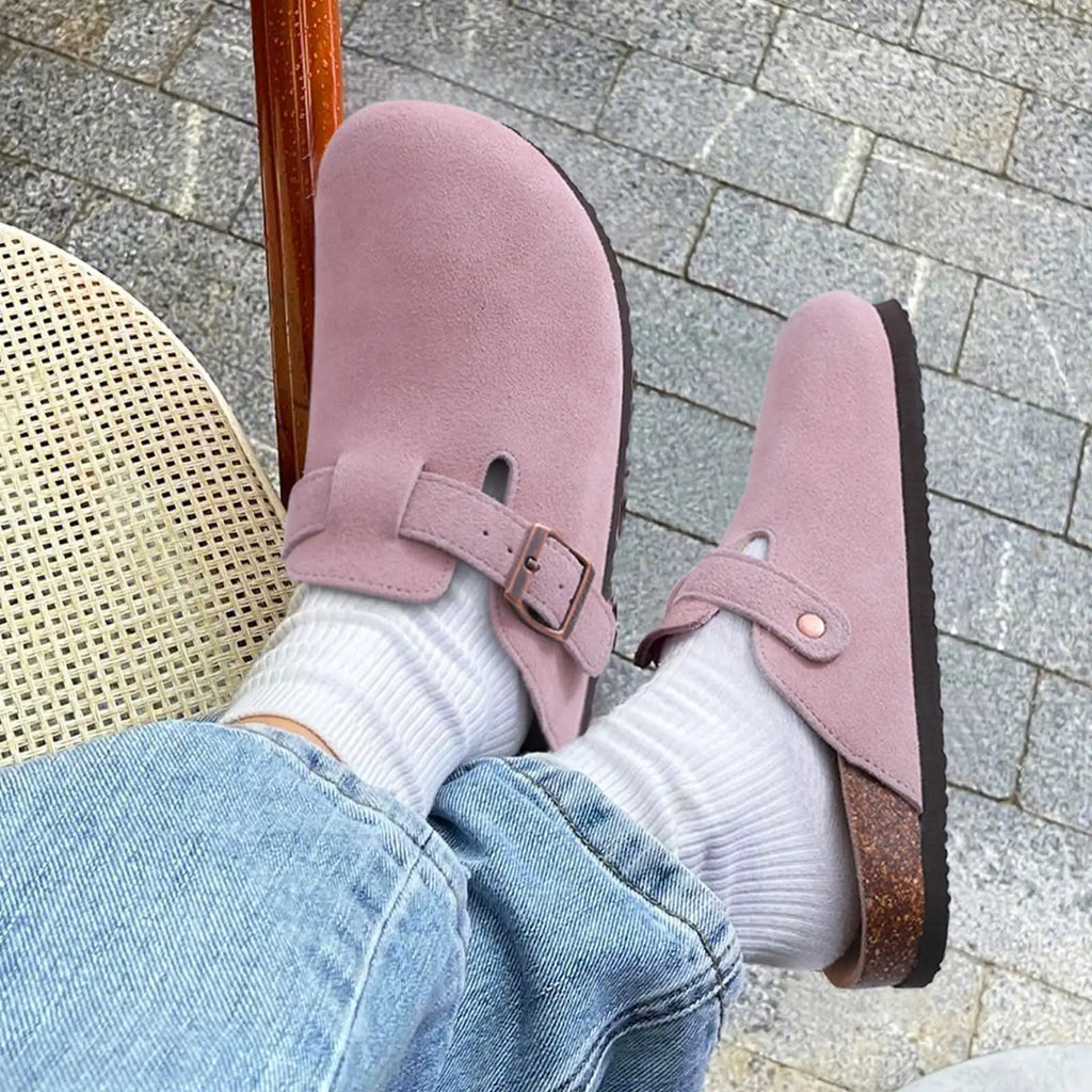 KIDMI Suede Clogs for Women Men Mules Cork Footbed Sandals With Arch Support Fashion Nonslip Outdoor Beach Slippers Home Shoes
