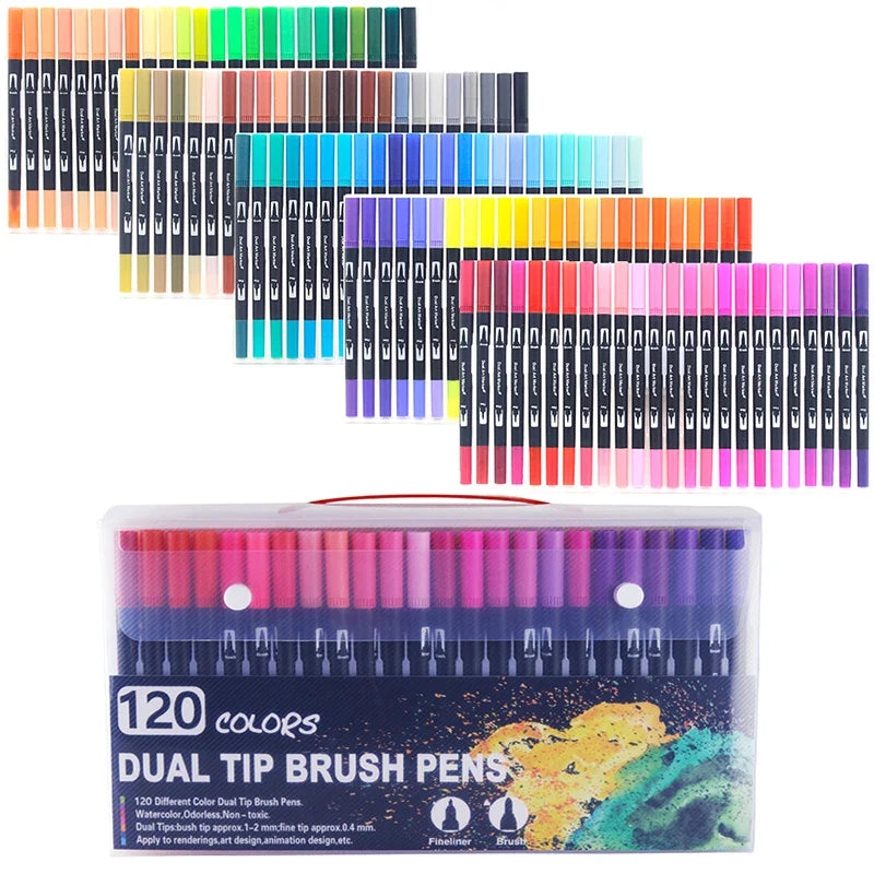 12/24/36 120 Colors Double Ends Manga Art Brush Pen Set Pencil Watercolor Art Markers Fineliner Calligraphy Pens Art Supplies