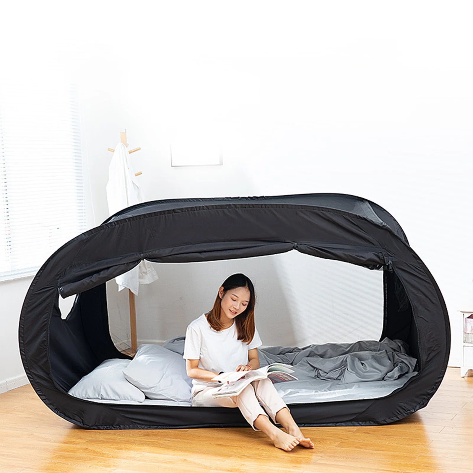 Foldable Camping Tent Fully Enclosed Privacy Bed Canopy with Mosquito Net Portable Sunshade Tent Outdoor & Indoor Use