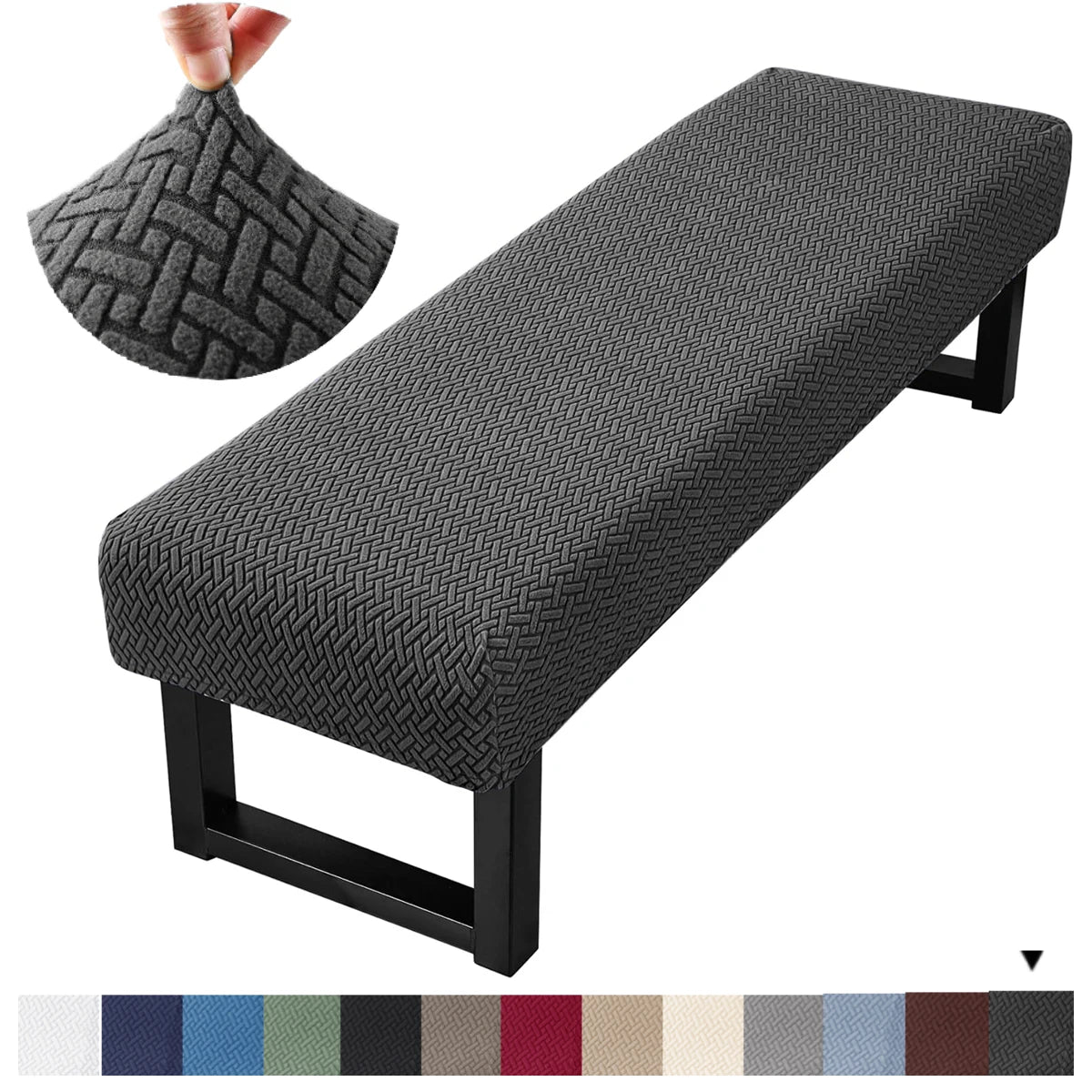 Stretch Jacquard Dining Bench Cover Living Room Anti-Dust Removable Bench Slipcover Washable Bench Seat Protector