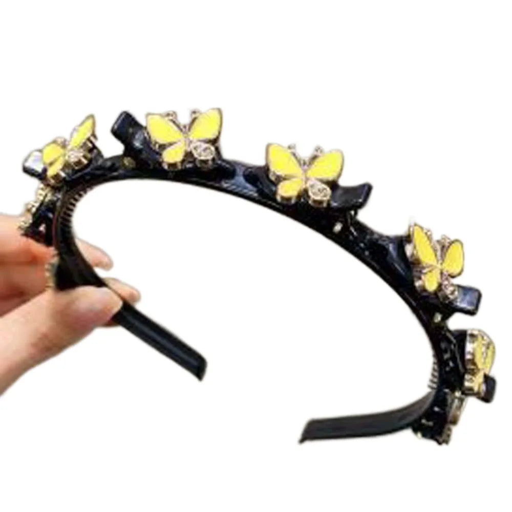 Hair Accessories Elegant Hair Bands with Clips Sweet Shiny Women Butterfly Hair Hoop Headwear Hair Weaving Tool Hairband Party
