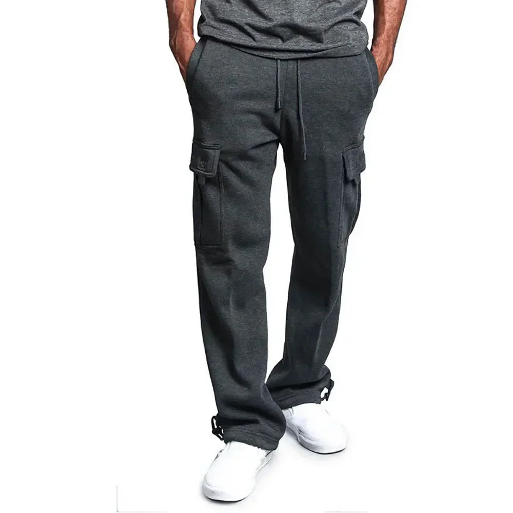 Men's Cargo Sweatpants Autumn Long Pants Loose Sport Fit Jogging Overalls Joggers Sweat Pocket Pants Cargo Trousers Streetwear