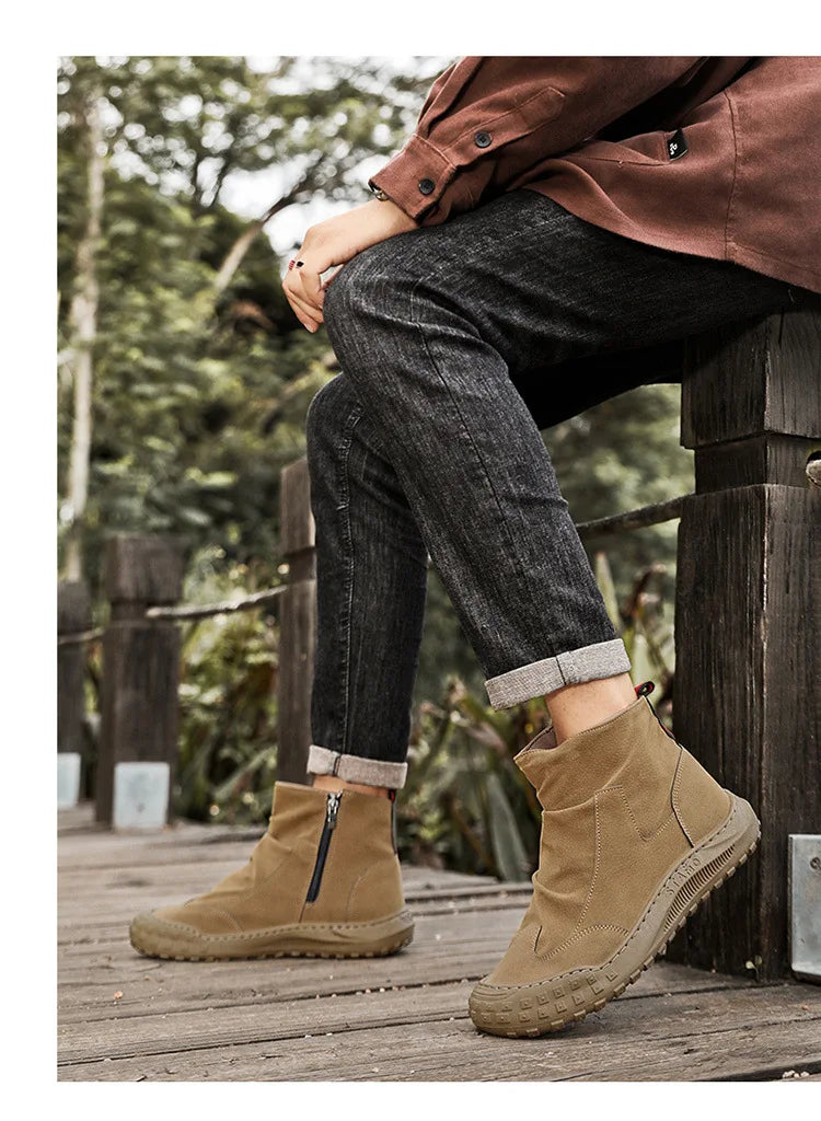 Outdoor Men's High-Top Work Boots Casual Shoes Comfortable Sport Workwear Waterproof Anti-slip Long-lasting No Fatigue Footwear