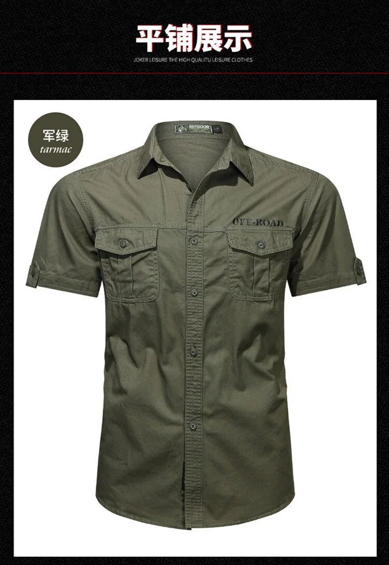 2025 New Shirts Men's Summer Casual 100 Cotton Multi-Pocket Short Sleeve Coat Outdoor Cycling Work Camping Single-breasted Shirt