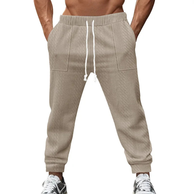 Men's Solid Color Sweatpants American Style Casual Pants Autumn Winter Home Wear Elastic Belt Soft and Comfortable Jogging Pants