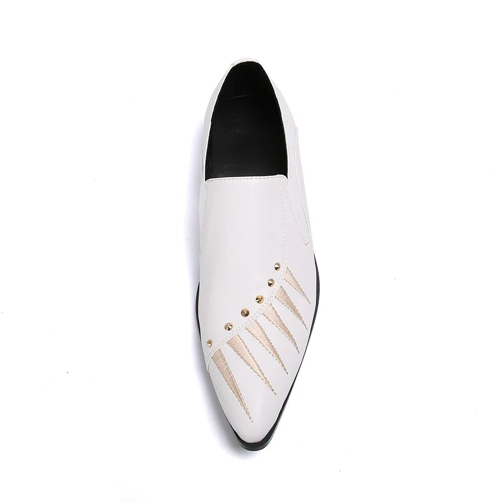 Christia Bella British White Real Leather Men Shoes Wedding Party Formal Leather Shoes Pointed Toe Business Shoes Male Footwear