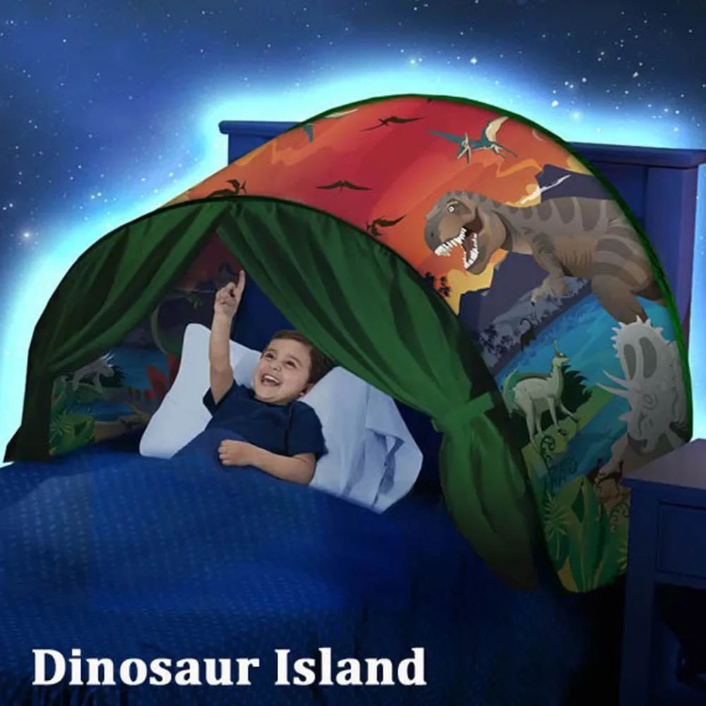 Funy Dream Tent with light for Kids Bed with Storage Pocket Foldable Kids Tent on Bed Mosquito Net Tent Gifts for toys