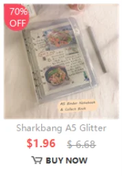 Sharkbang 10pcs A4 Binder Sleeves 7 Holes Postcards Sticker Organizer 11 Designs PP Refill Ring Bags Stationery Accessories