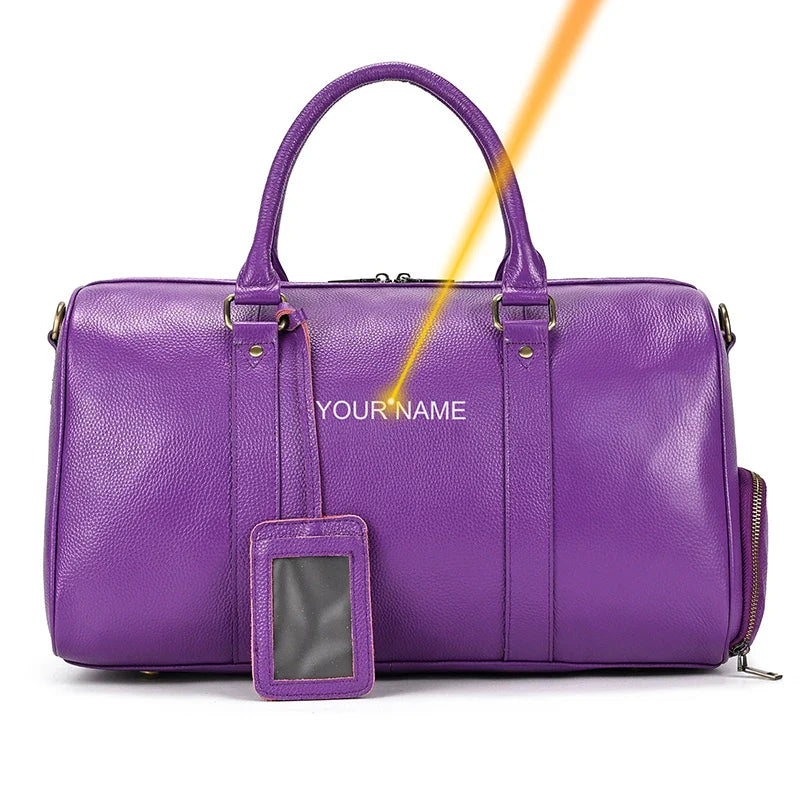 Big Capacity Genuine Leather Travel Bag For Men Women Soft Black Cowhide Casual Travel Duffel Large Luggage Weekend Shoulder Bag