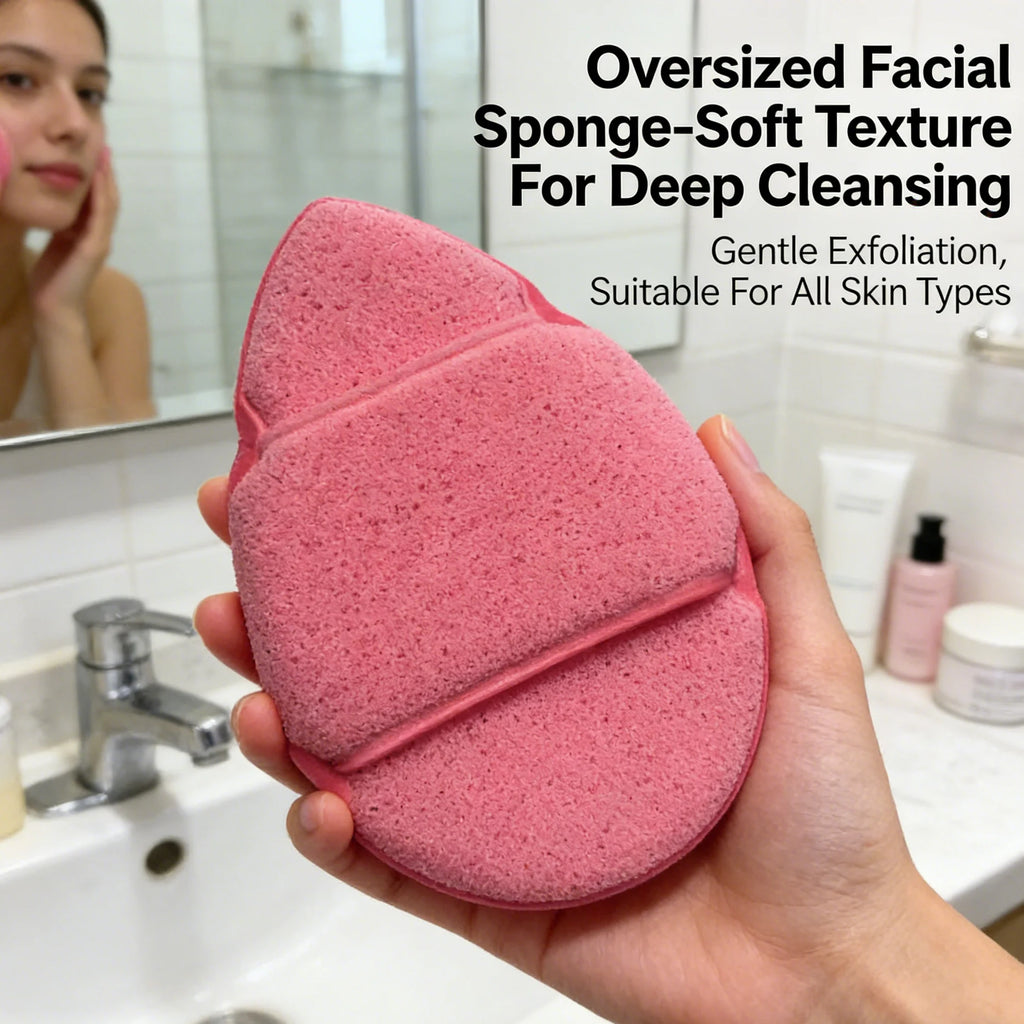 1 piece of finger-cuff style large facial cleansing sponge. Soft, skin-friendly, deep cleansing. Gentle removal of facial oils.