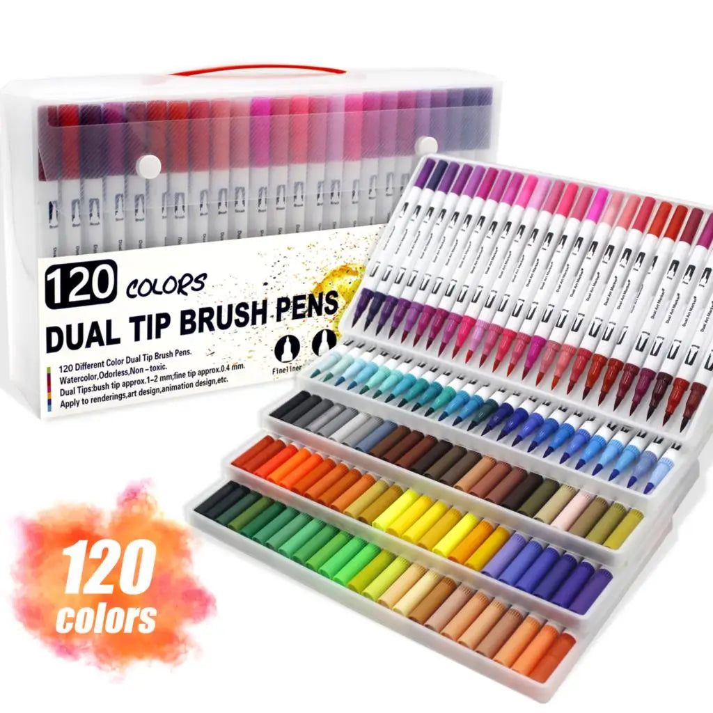 12/24/36 120 Colors Double Ends Manga Art Brush Pen Set Pencil Watercolor Art Markers Fineliner Calligraphy Pens Art Supplies