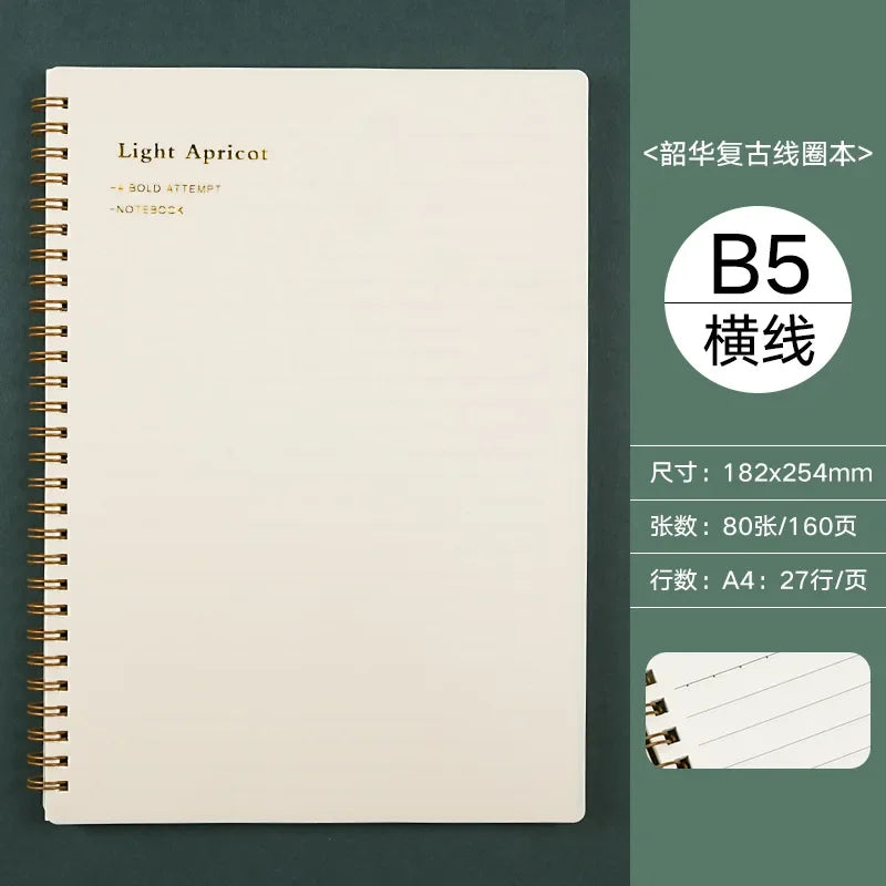 A5/B5/A6 Classical PP Coil Line Grid Spiral Notebook Journals Morandi Basic Diary Weekly Planner Book School Stationery