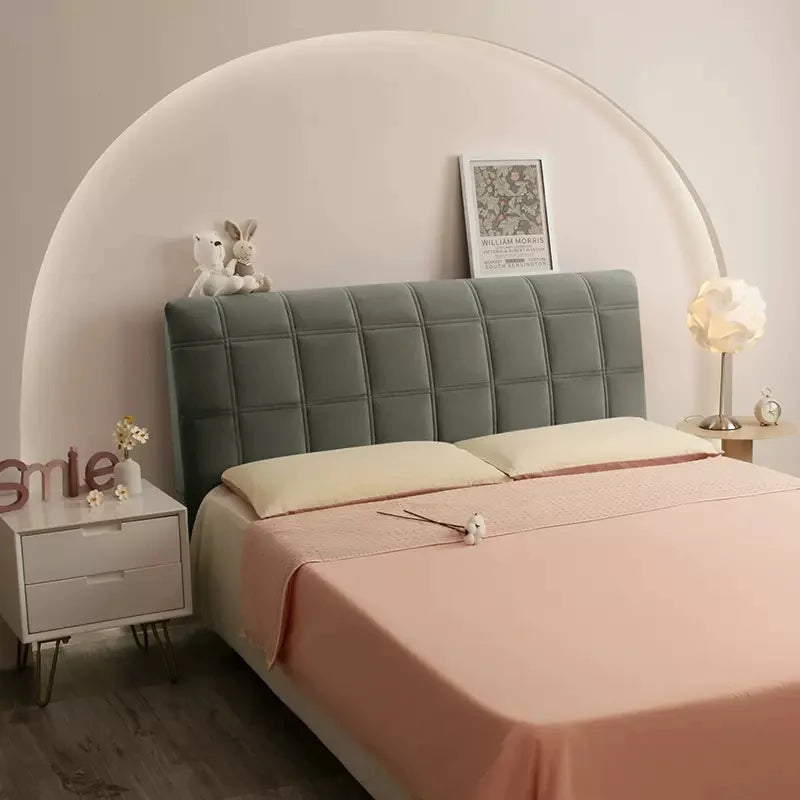 Luxury Plaid Bed headboard Cover Bedroom Soft Warm Winter Thicken All inclusive Bedhead Dust Protector Universal Bed Back Covers