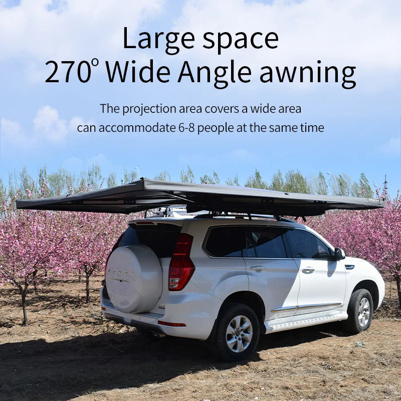 Retractable Car Awning Tent Bat Wing Car Roof Side Awning Tent for Resort or Family Camping