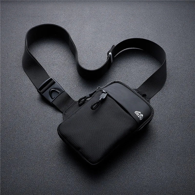 Casual Men Shoulder Chest Bag Nylon Waterproof Outdoor Sport Running Cycling Belt Bag Large Capacity Travel Phone Pouch Bag