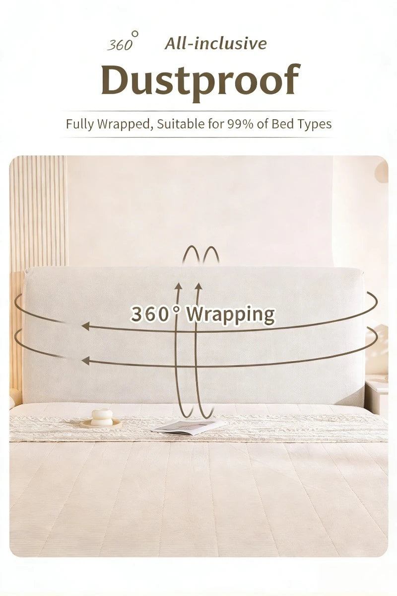 High Elasticity Headboard Cover Solid Color Double Bed Backrest Cover Autumn Winter Warm and Dustproof Cover Machine Washable