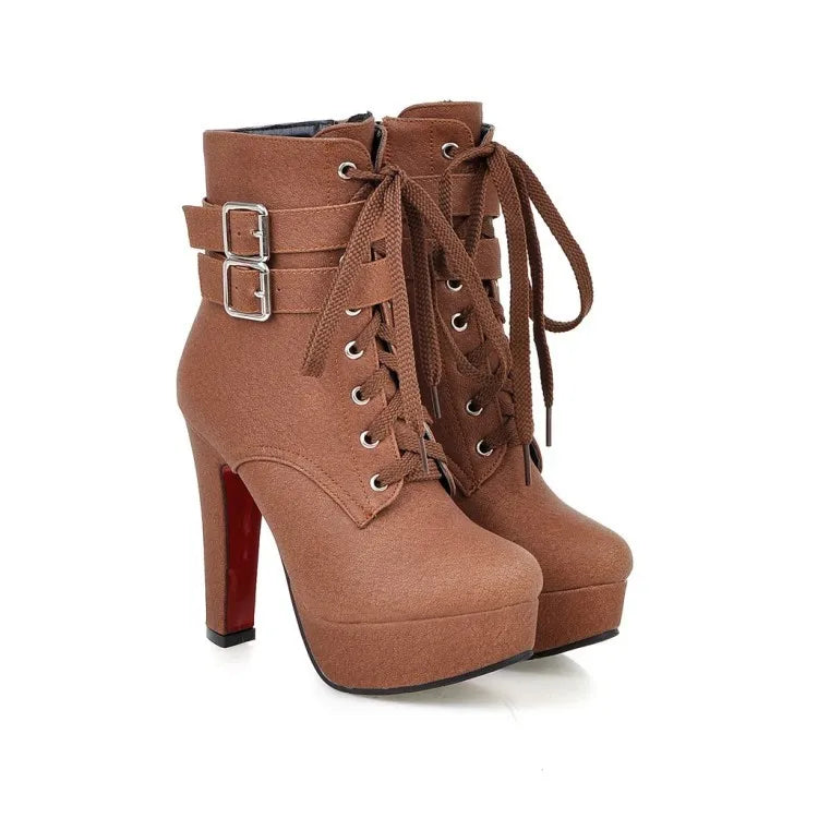 BLXQPYT Big size 33-47 short Boots shoes woman Mujer Fashion Ankle Boots Sexy high Heels Spring Autumn Winter Women Shoes  X-2