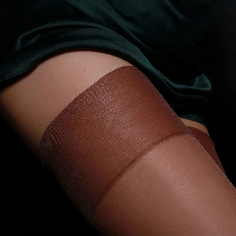 Super Long 110cm Pure Nylon Non-elastic Thigh High Stockings 10D Ultra Thin Transparent Medias Oil Shiny Party Socks