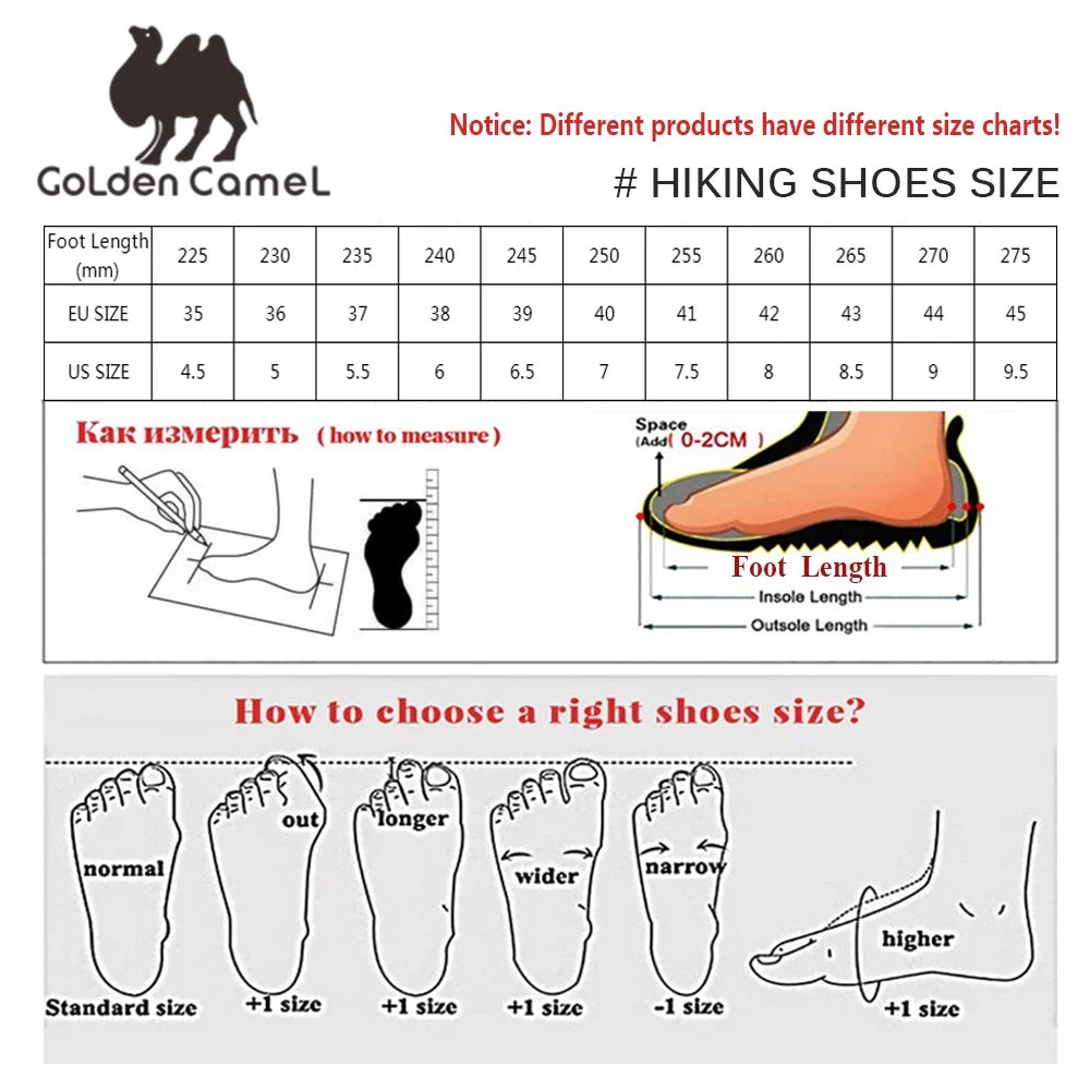 GOLDEN CAMEL Waterproof Hiking Shoes Men and Women Outdoor Anti-Slip Climbing Trekking Shoes for Men 2023 Leather Hiking Boots