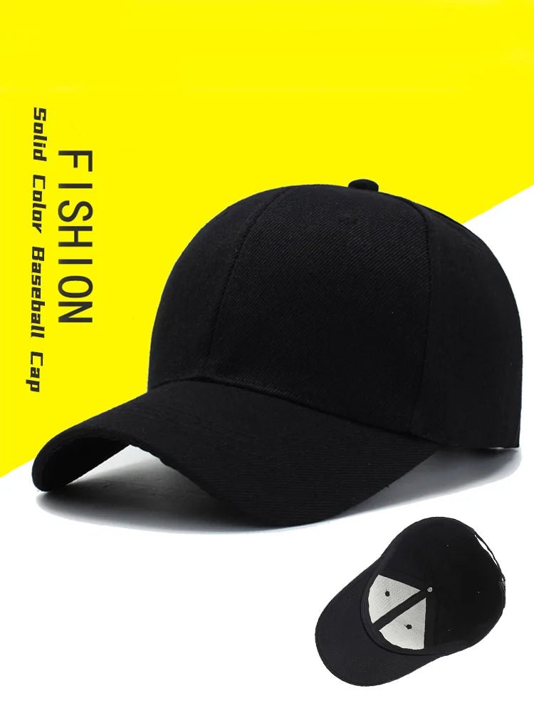 Black Cap Solid Color Baseball Cap Snapback Caps Casquette Hats Fitted Casual Gorras Hip Hop Dad Hats Men Women Unisex - The Melt Theory Lab by Kandylandlaiid LLC
