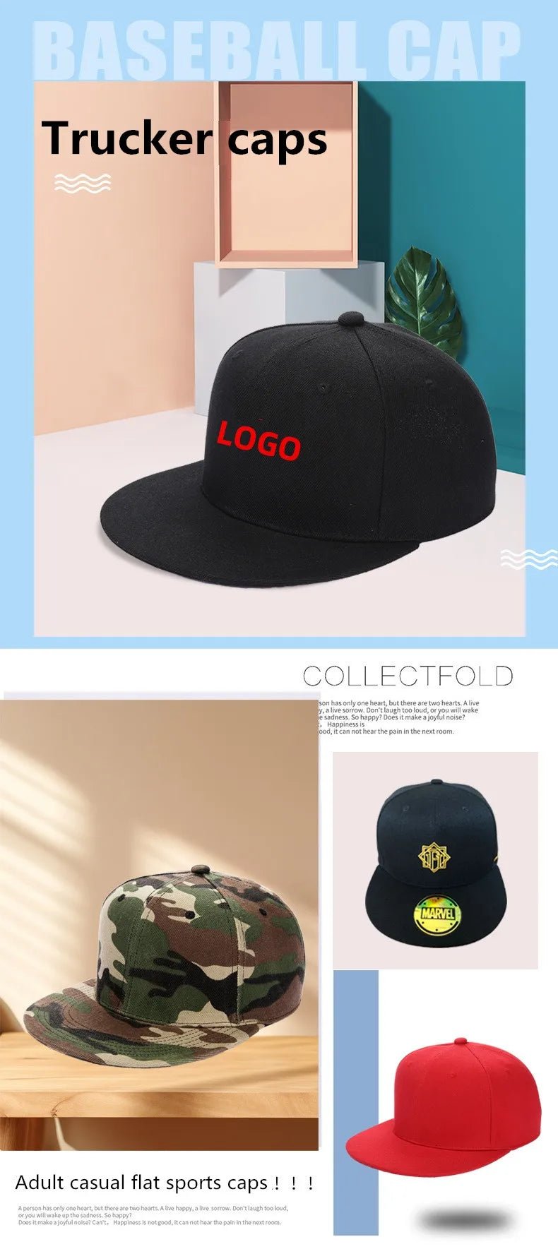 Custom snapback caps Outdoor sports hip hop flat hip hop hat for men Women Trucker caps 1 piece DIY logo Sun hats gorros - The Melt Theory Lab by Kandylandlaiid LLC