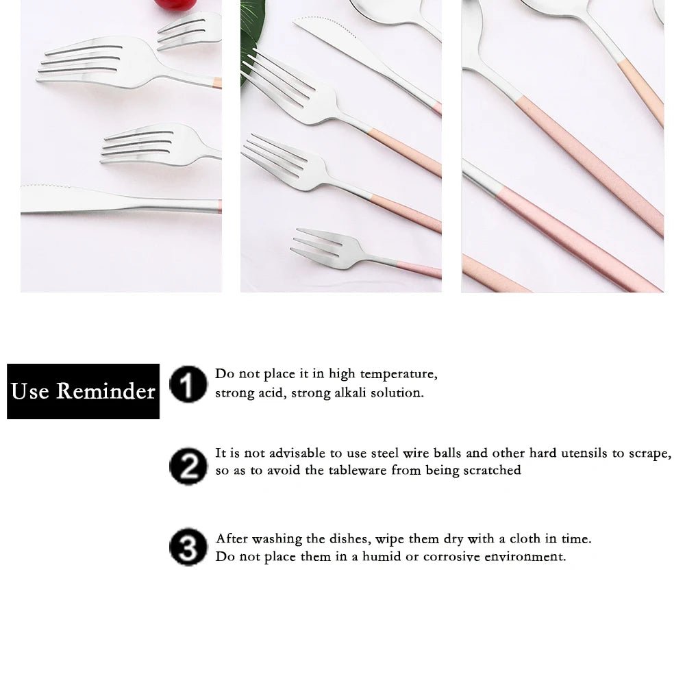 Dinnerware Pink Silver Silverware Cutlery Set Stainless Steel Luxury Flatware Home Fork Spoon Knife Kitchen Dinner Set Drop ship - The Melt Theory Lab by Kandylandlaiid LLC