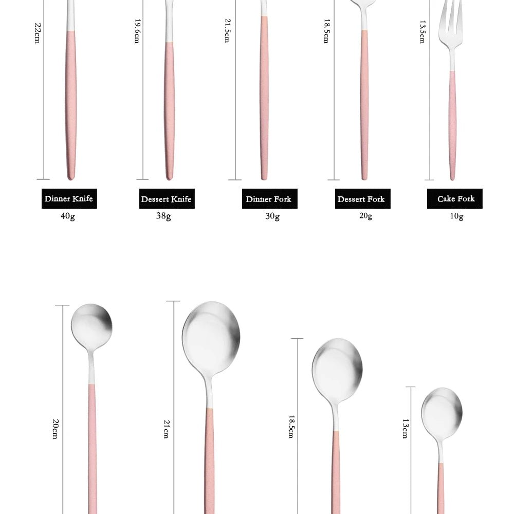 Dinnerware Pink Silver Silverware Cutlery Set Stainless Steel Luxury Flatware Home Fork Spoon Knife Kitchen Dinner Set Drop ship - The Melt Theory Lab by Kandylandlaiid LLC