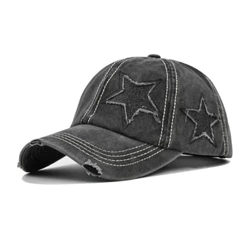 High Ponytail Baseball Cap For Women Snapback Hat Bone Hip Hop Adjustable Distressed Star Dad Hats Casquettes Female - The Melt Theory Lab by Kandylandlaiid LLC