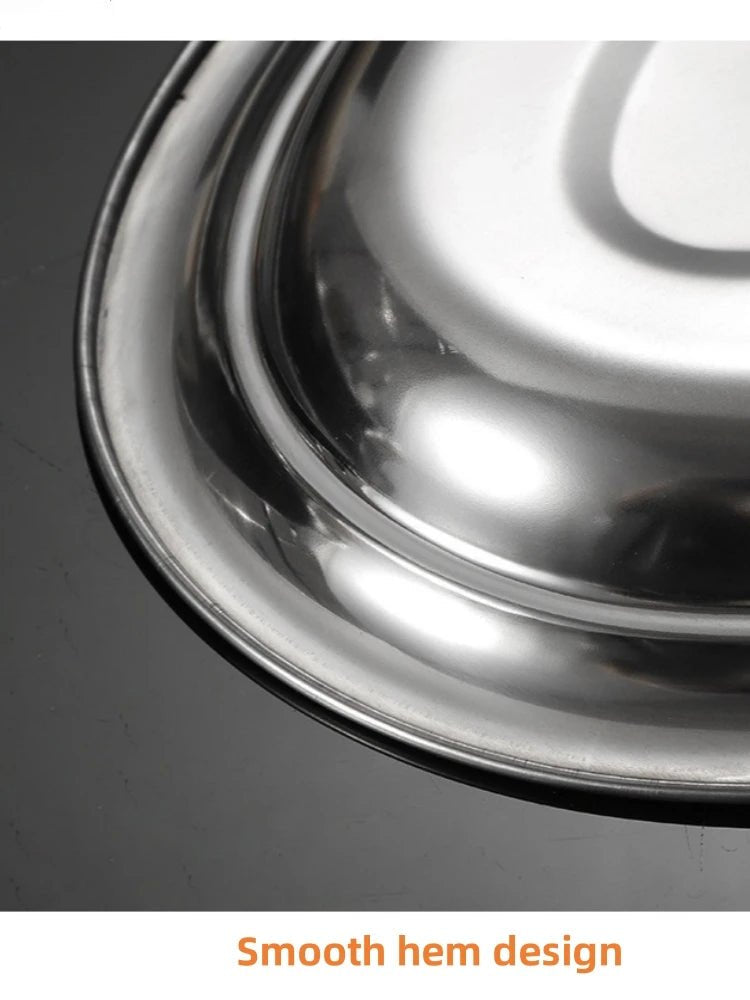Multi - Size 304 Stainless Steel Oval Fish Plates Household Food Dinner Steamed Shallow Plate Dishes Kitchen Tableware Dinnerware - The Melt Theory Lab by Kandylandlaiid LLC