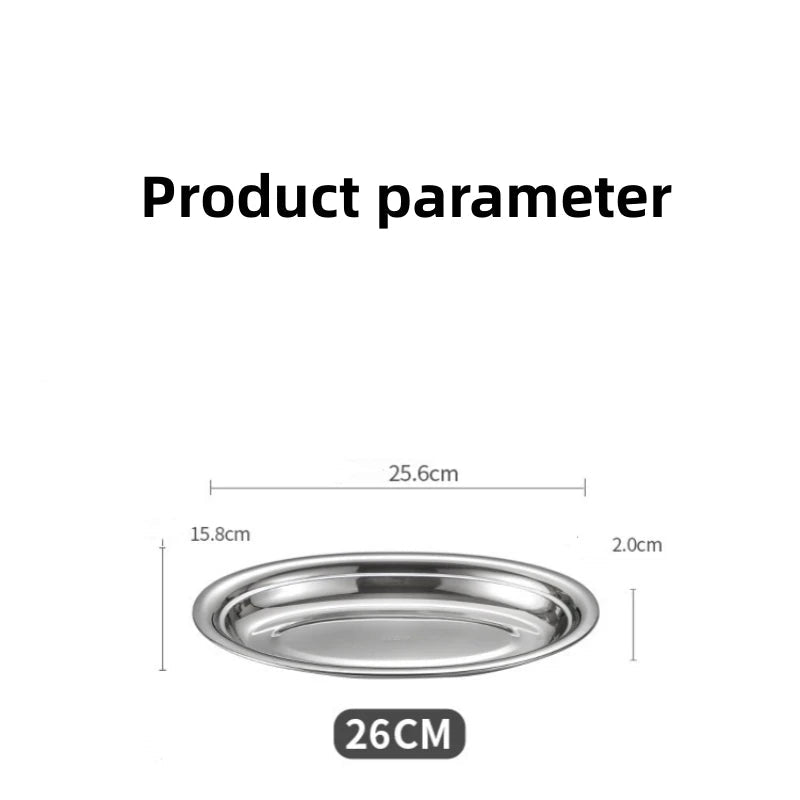 Multi - Size 304 Stainless Steel Oval Fish Plates Household Food Dinner Steamed Shallow Plate Dishes Kitchen Tableware Dinnerware - The Melt Theory Lab by Kandylandlaiid LLC