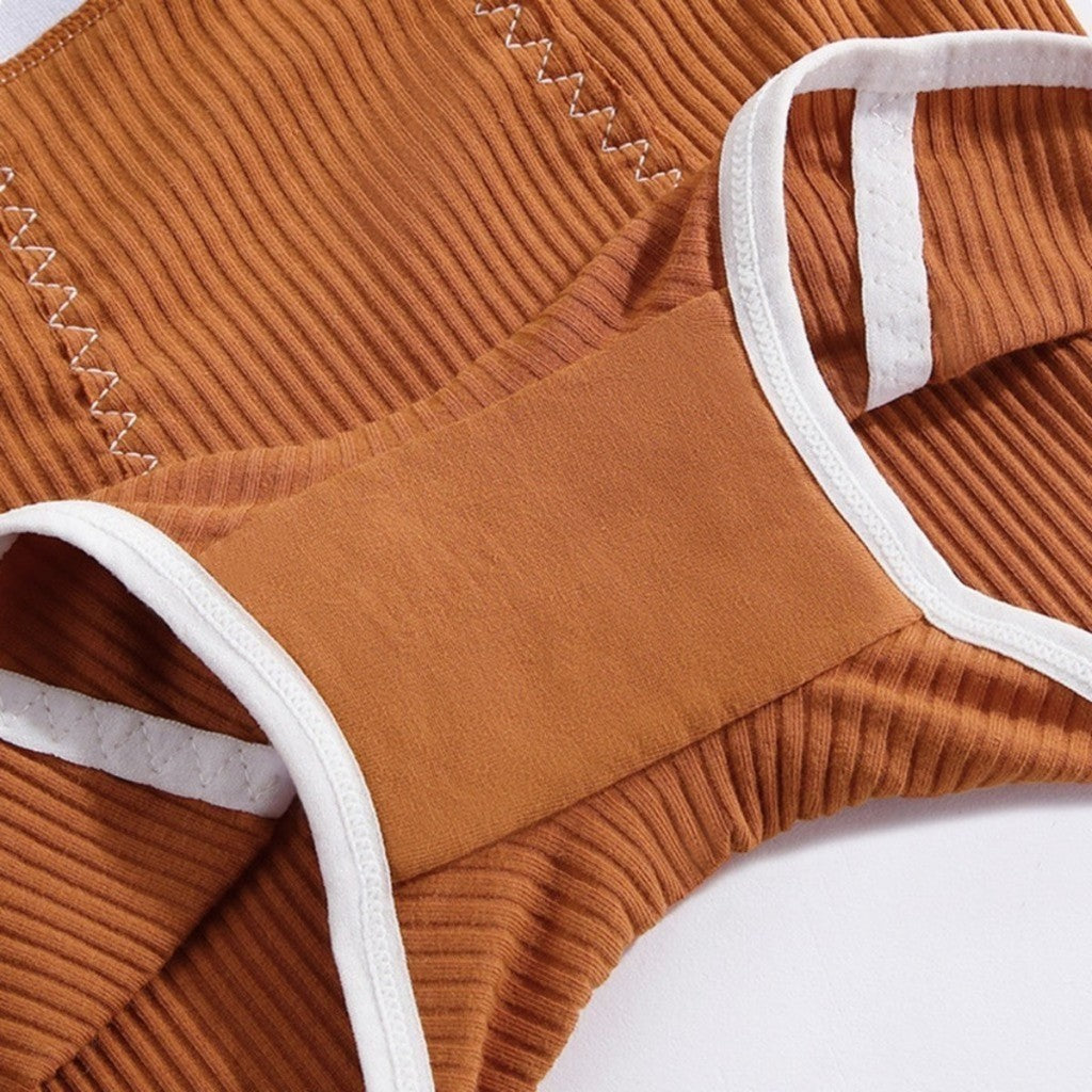 Women's Cotton Panties Bra Women's Comfortable Underwear Set Breathable Mid-Waist Safety Panties Gathered Yoga Shorts Set