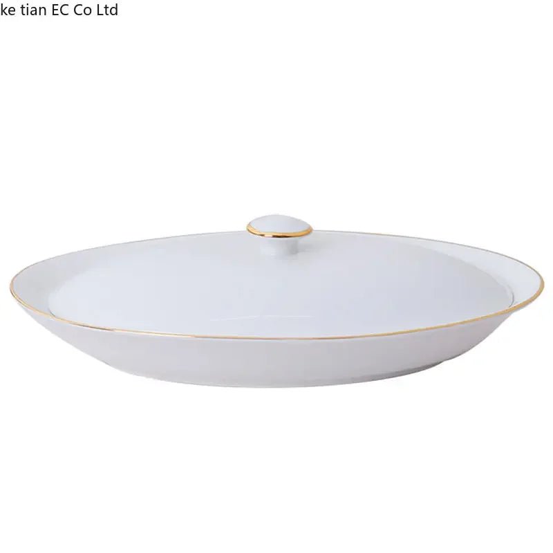 Steamed Fish Plate Oval Plate Abalone Juice Dish Sea Cucumber Plate Ceramic Dinnerware with Lid Hotel Restaurant dishes - The Melt Theory Lab by Kandylandlaiid LLC