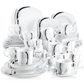 VEWEET FIONA 50/100 - Piece Porcelain Dinner Set with Egg Cup,Cup&Saucer,Mug,Dessert&Soup&Dinner Plate,Bowl,Milk Jug,Sugar Pot Set - The Melt Theory Lab by Kandylandlaiid LLC